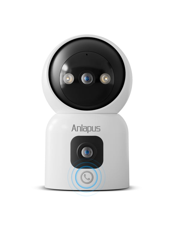 Anlapus C528 4MP Dual Lens(2MP+2MP) Indoor Security Camera with Motion Detect and Auto Tracking, Plug-in, 360° WiFi Pan/Tilt Camera, 2.4GHz WiFi, Two-Way Talk, Light & Siren alert, SD Card Not Include