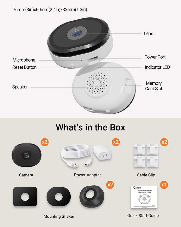 3MP 2K Magnetic Window Camera, Window Security Camera with AI Detectio ...