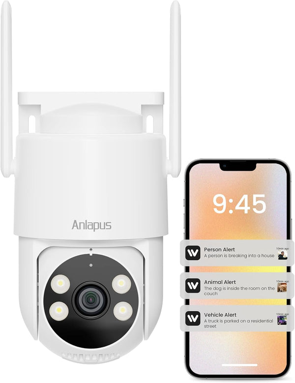 Anlapus C281 3MP 2K Security WiFi Camera Outdoor, 360° Pan/Tilt Wired Security Camera