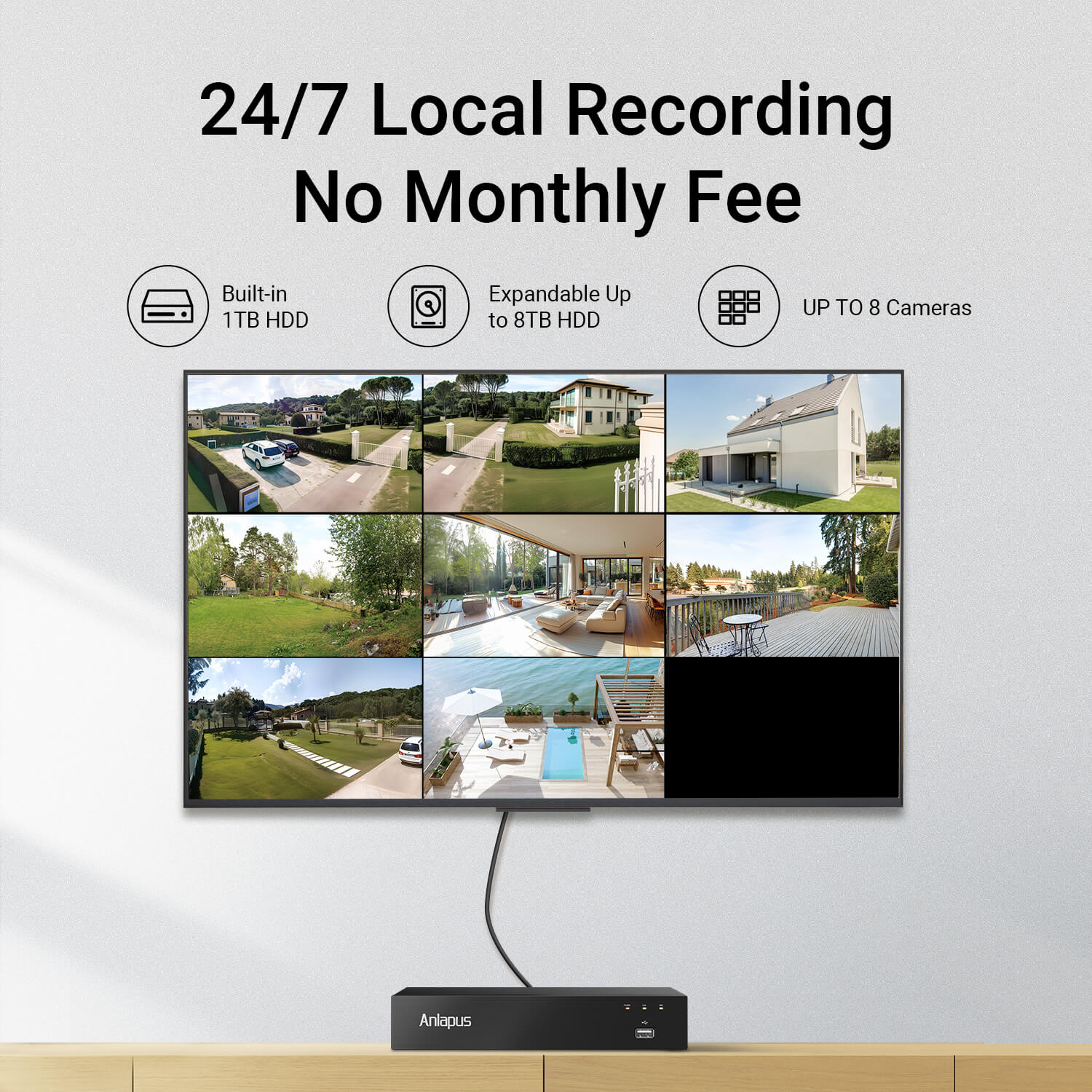 Anlapus C303 4K Security Camera System 8CH H.265+ 1TB DVR
